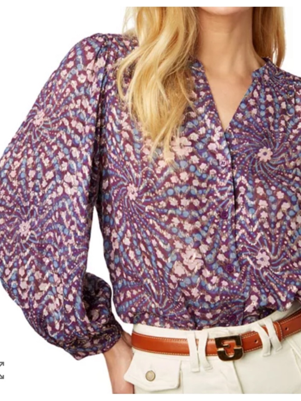 GERARD DAREL Akris Metallic Print Blouse - Picture 2 of 12